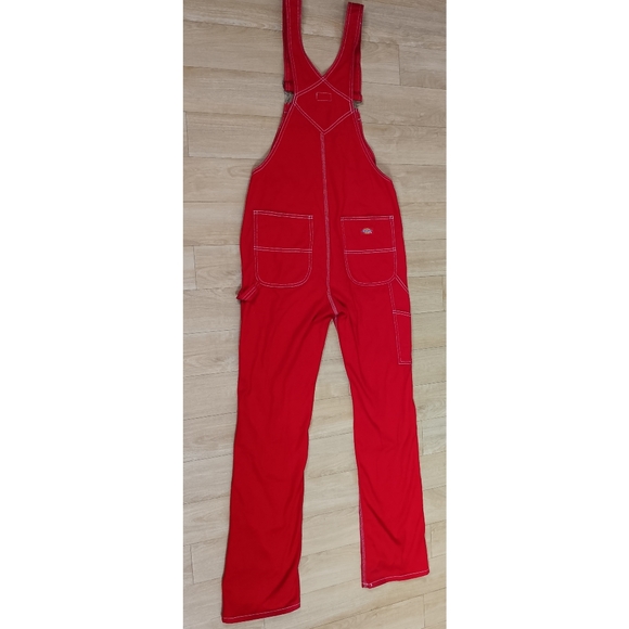 SOLD Vintage Dickies Women XS Contrast Thread Denim Jean Overalls Bib Kidcore - Picture 4 of 8